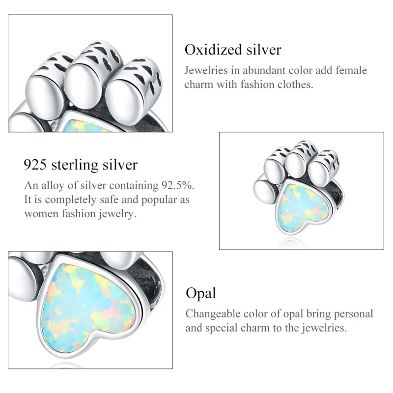 (image for) Pandora Style Silver Charm, Cute Dog Paw - SCC1676 - View 7