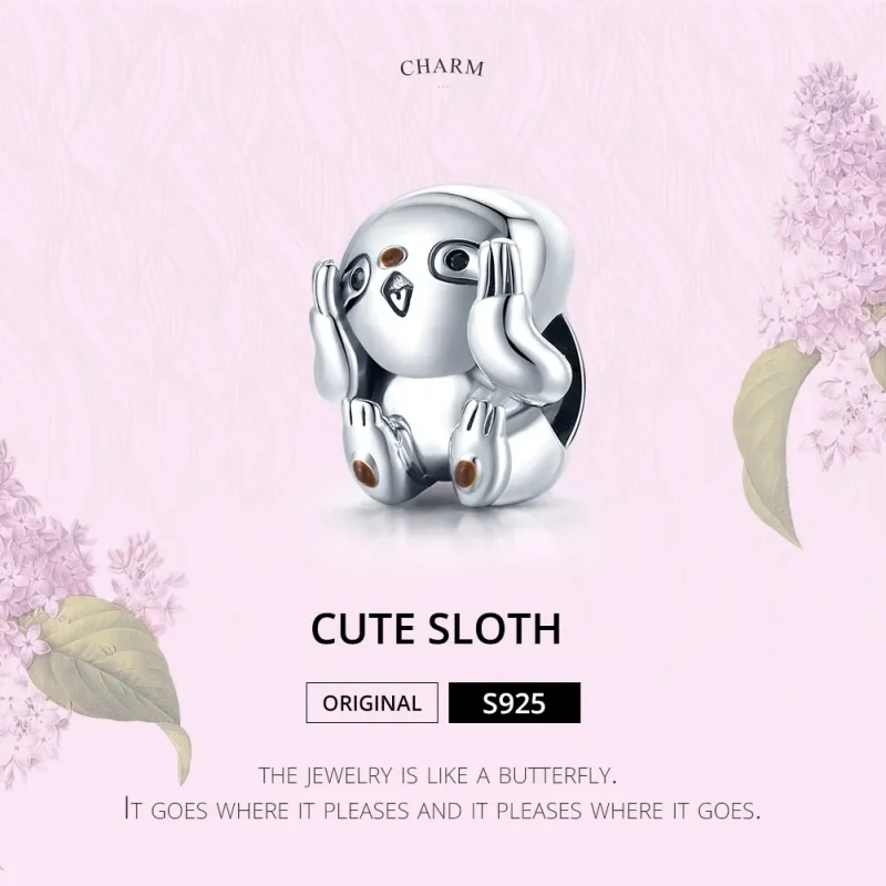 (image for) Pandora Style Silver Charm, Cute Sloth, Multicolor Enamel - SCC1698 - View 6