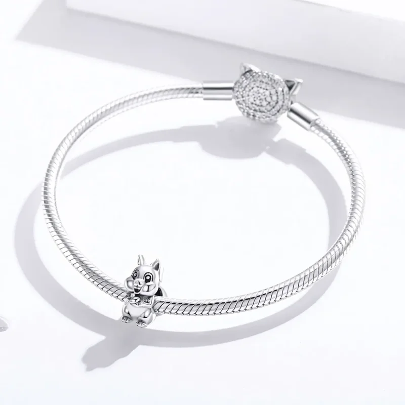 (image for) Pandora Style Silver Charm, Cute Squirrel, Enamel - BSC338 - View 3