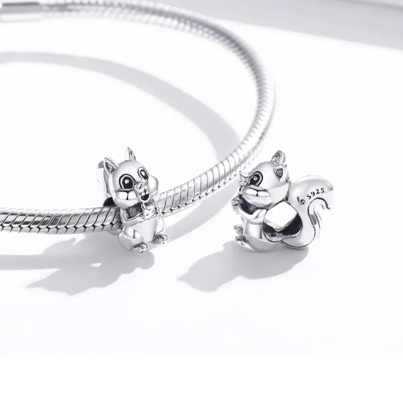 (image for) Pandora Style Silver Charm, Cute Squirrel, Enamel - BSC338 - View 4