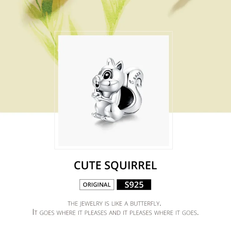 (image for) Pandora Style Silver Charm, Cute Squirrel, Enamel - BSC338 - View 6