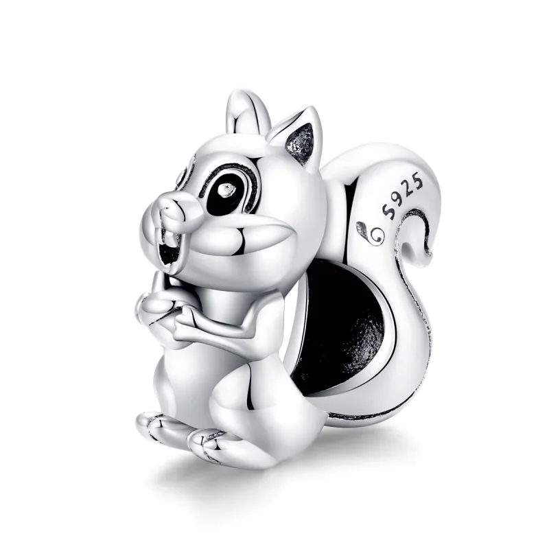 (image for) Pandora Style Silver Charm, Cute Squirrel, Enamel - BSC338 - Product Image
