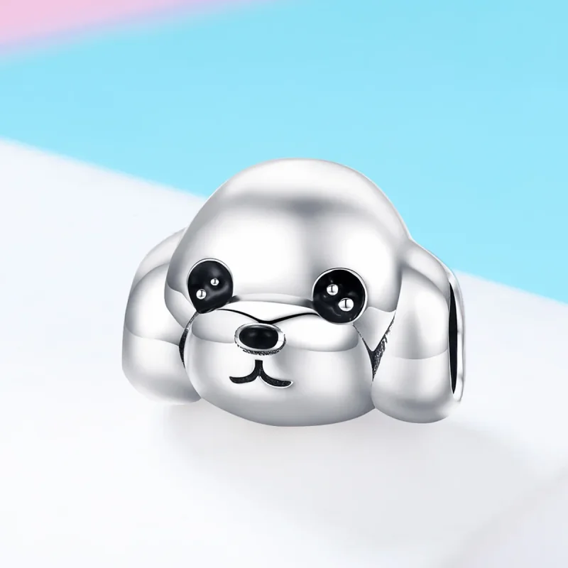 (image for) Pandora Style Silver Charm, Cute Vip Dog, Black Enamel - SCC837 - View 2