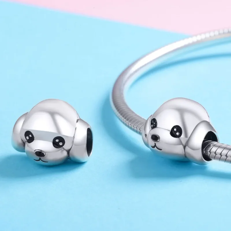 (image for) Pandora Style Silver Charm, Cute Vip Dog, Black Enamel - SCC837 - View 3