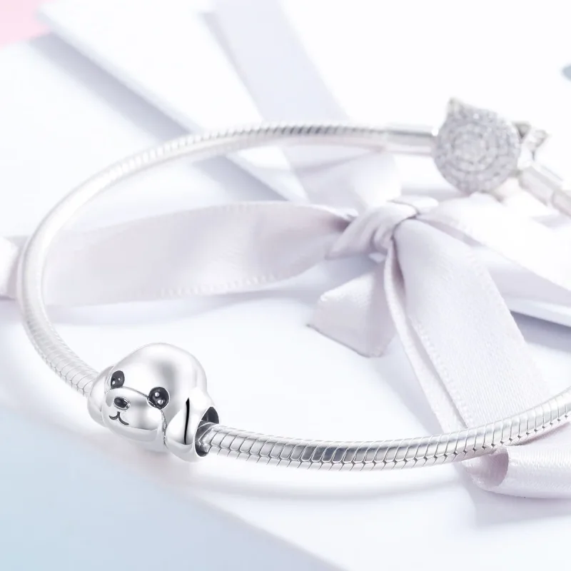 (image for) Pandora Style Silver Charm, Cute Vip Dog, Black Enamel - SCC837 - View 4