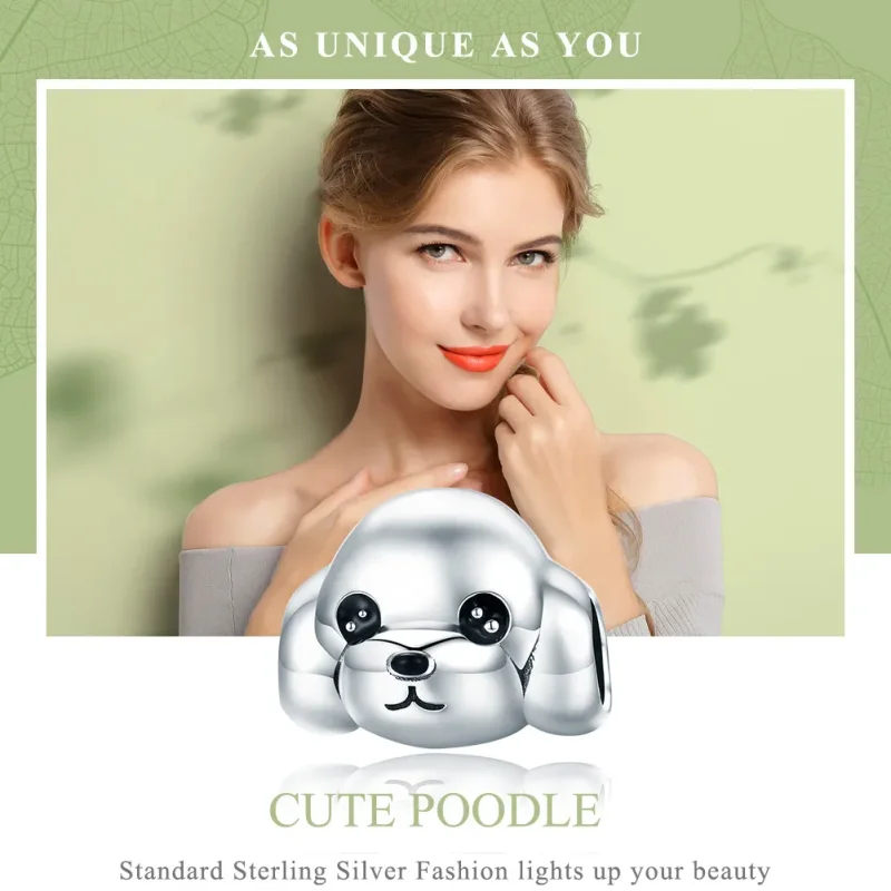 (image for) Pandora Style Silver Charm, Cute Vip Dog, Black Enamel - SCC837 - View 6