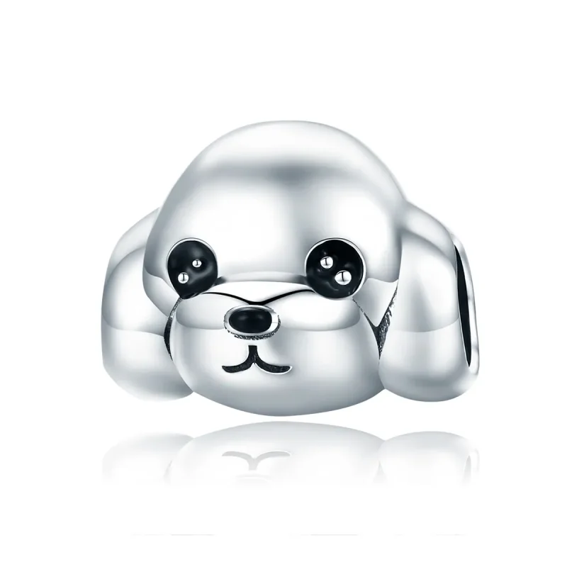 (image for) Pandora Style Silver Charm, Cute Vip Dog, Black Enamel - SCC837 - Product Image