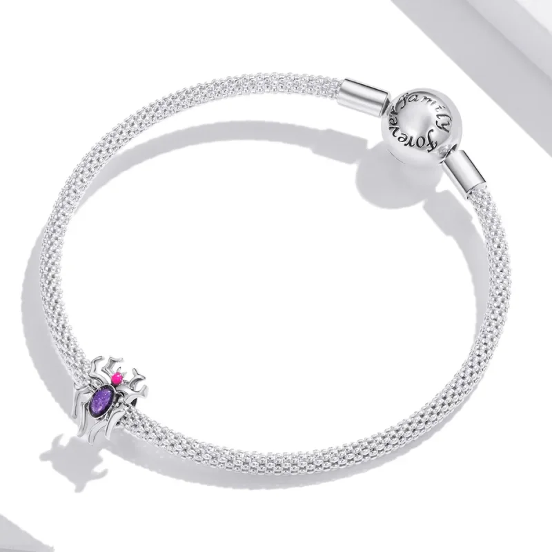 (image for) Pandora Style Silver Charm, Cyberpunk - Spider, Multicolor Enamel - SCC1842 - View 3