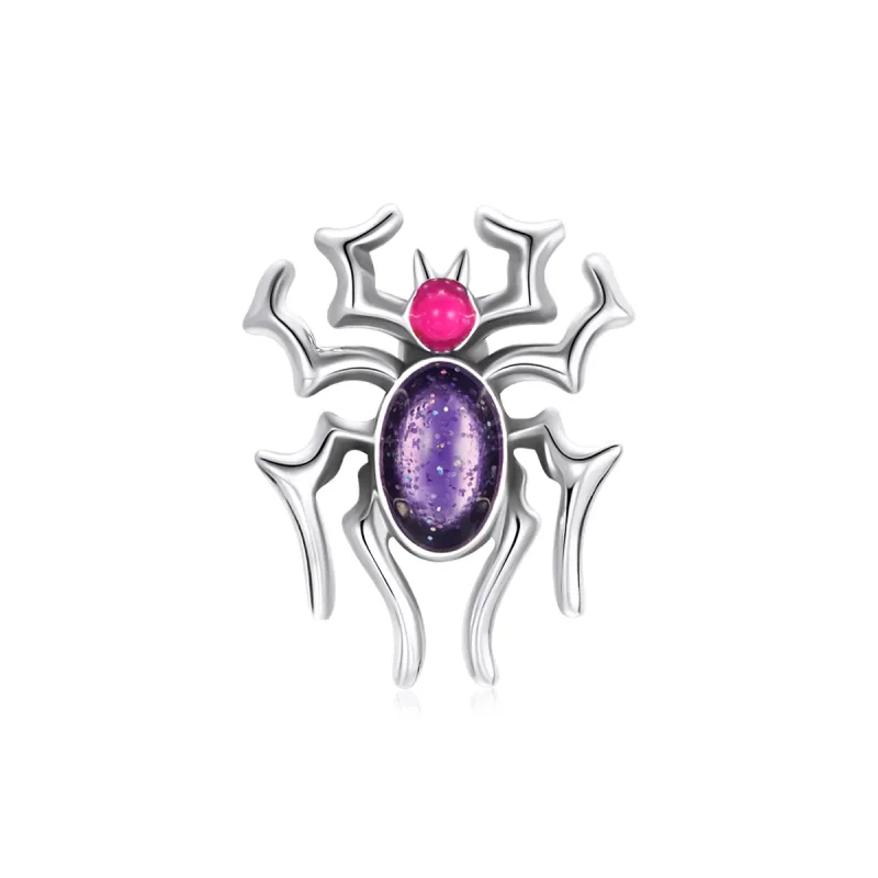 (image for) Pandora Style Silver Charm, Cyberpunk - Spider, Multicolor Enamel - SCC1842 - Product Image
