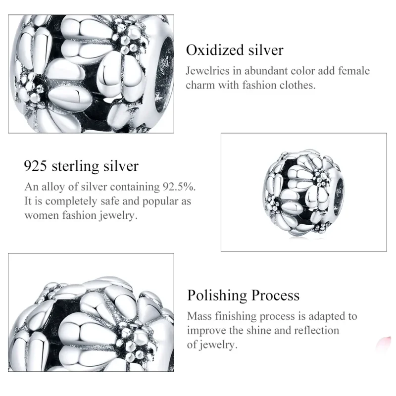 (image for) Pandora Style Silver Charm, Daisy - SCC1487 - View 6