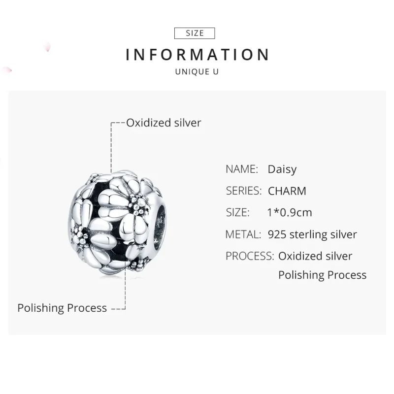 (image for) Pandora Style Silver Charm, Daisy - SCC1487 - View 7