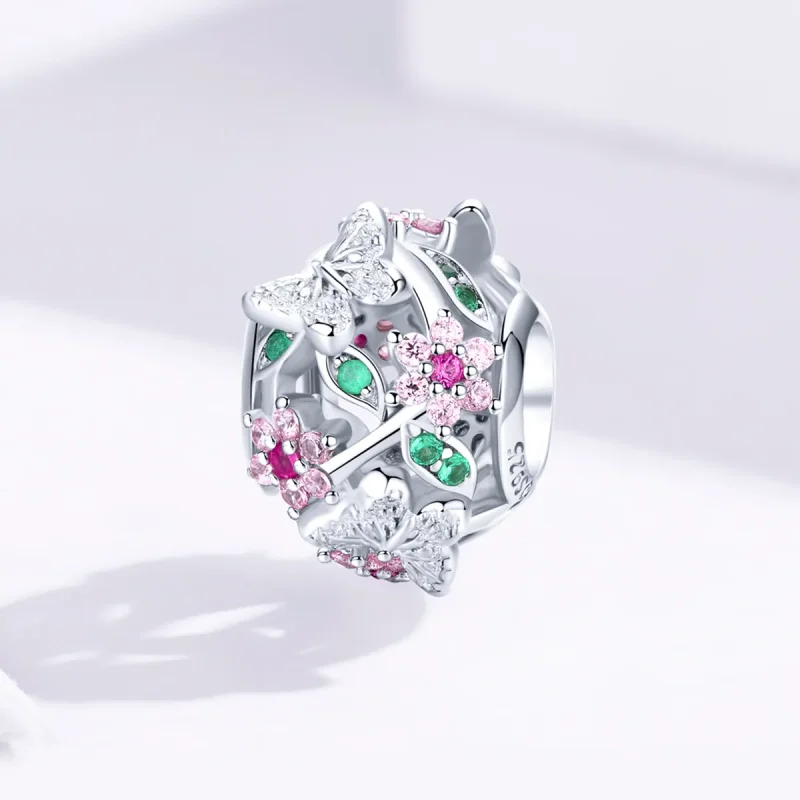 (image for) Pandora Style Silver Charm, Dancing Butterfly - BSC116 - View 2