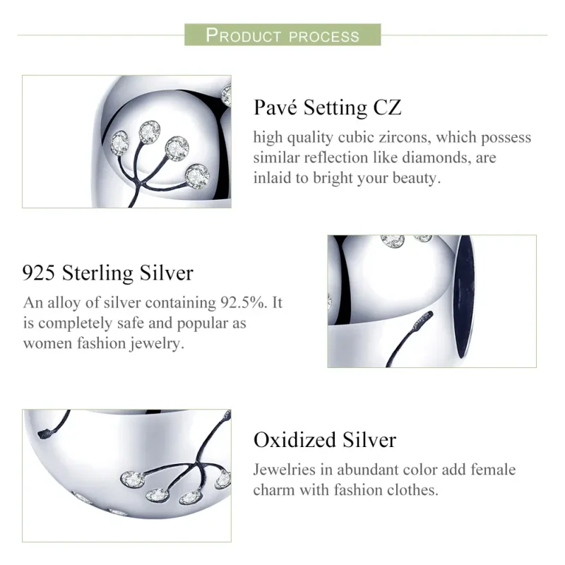 (image for) Pandora Style Silver Charm, Dandelion - BSC053 - View 7