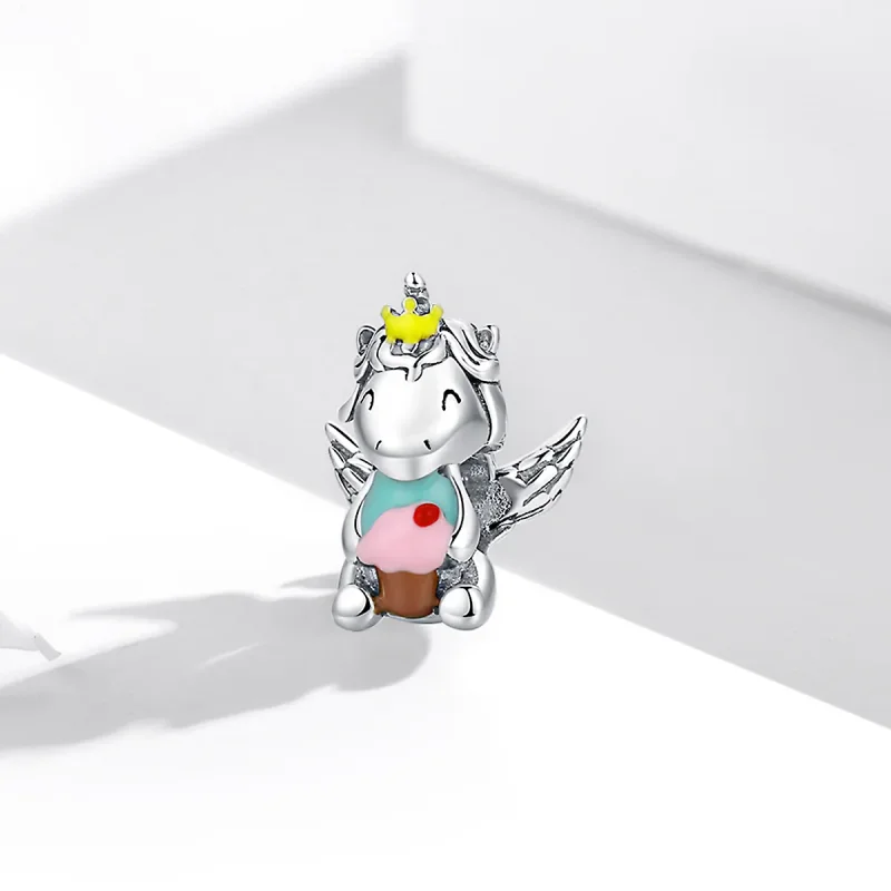 (image for) Pandora Style Silver Charm, Dessert Unicorn, Multicolor Enamel - SCC1872 - View 2