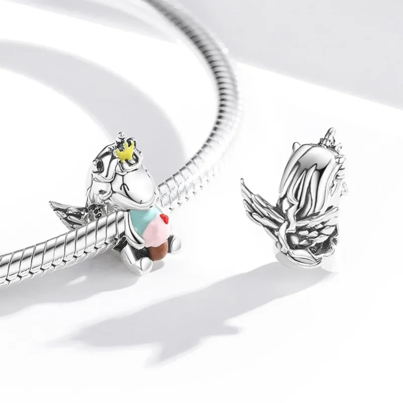 (image for) Pandora Style Silver Charm, Dessert Unicorn, Multicolor Enamel - SCC1872 - View 4