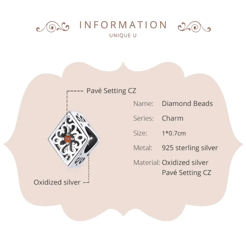 (image for) Pandora Style Silver Charm, Diamond - SCC1825 - View 6