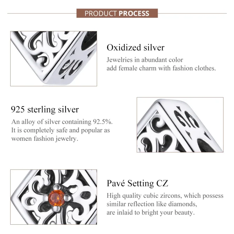 (image for) Pandora Style Silver Charm, Diamond - SCC1825 - View 7