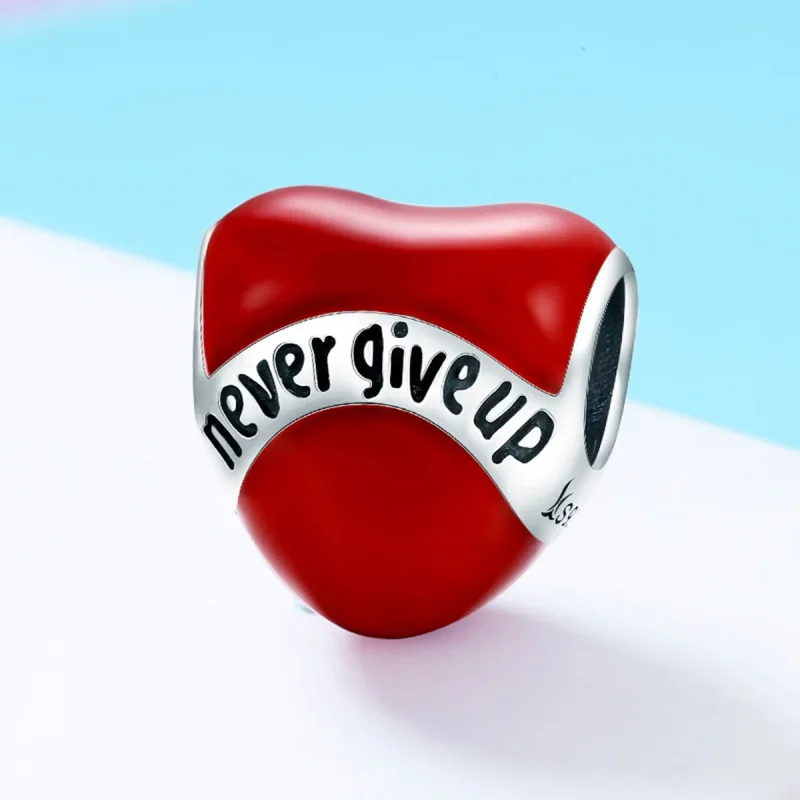 (image for) Pandora Style Silver Charm, Don'T Give Up, Red Enamel - SCC808 - View 2