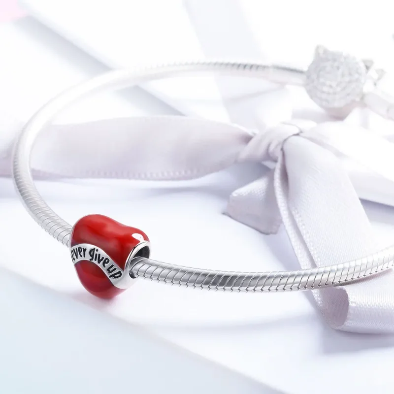 (image for) Pandora Style Silver Charm, Don'T Give Up, Red Enamel - SCC808 - View 4