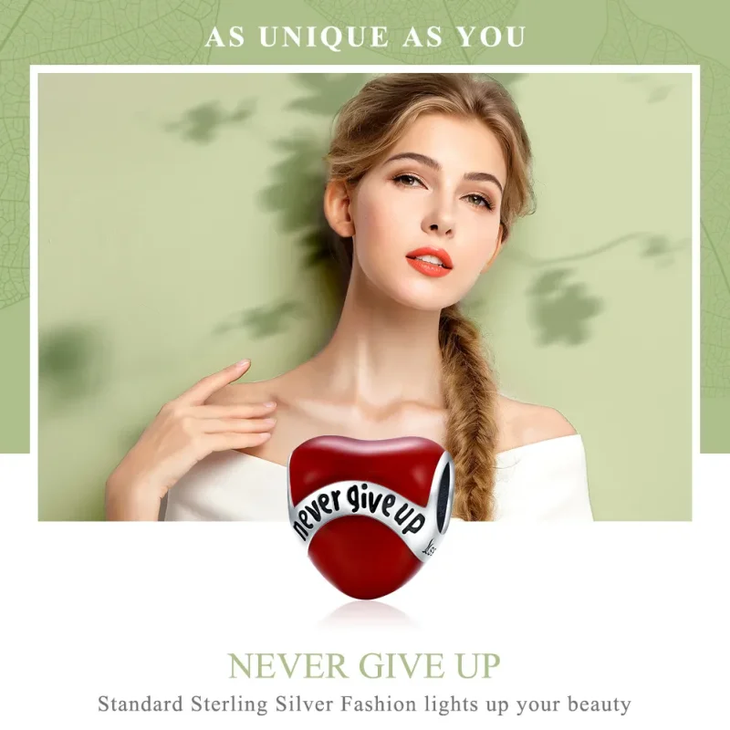 (image for) Pandora Style Silver Charm, Don'T Give Up, Red Enamel - SCC808 - View 6
