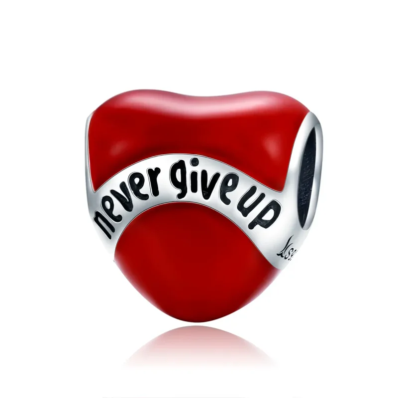 (image for) Pandora Style Silver Charm, Don'T Give Up, Red Enamel - SCC808 - Product Image