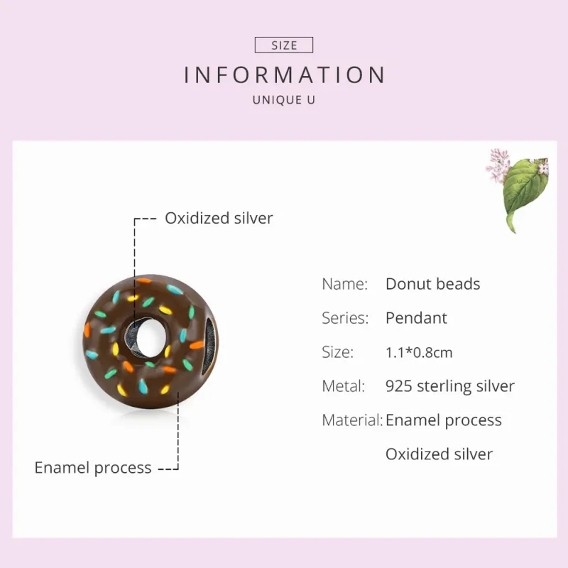 (image for) Pandora Style Silver Charm, Donut, Multicolor Enamel - SCC1820 - View 7