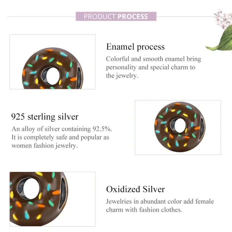 (image for) Pandora Style Silver Charm, Donut, Multicolor Enamel - SCC1820 - View 8