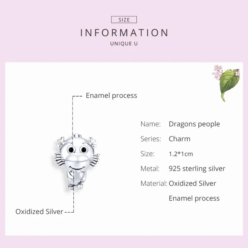(image for) Pandora Style Silver Charm, Dragon Baby, Black Enamel - SCC1489 - View 7