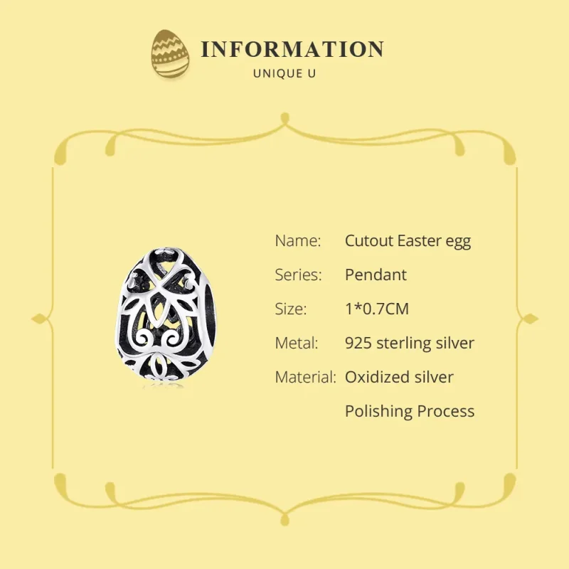 (image for) Pandora Style Silver Charm, Easter Egg - SCC1464 - View 6
