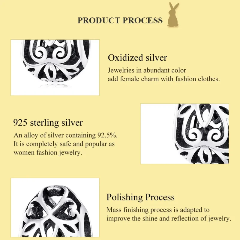 (image for) Pandora Style Silver Charm, Easter Egg - SCC1464 - View 7