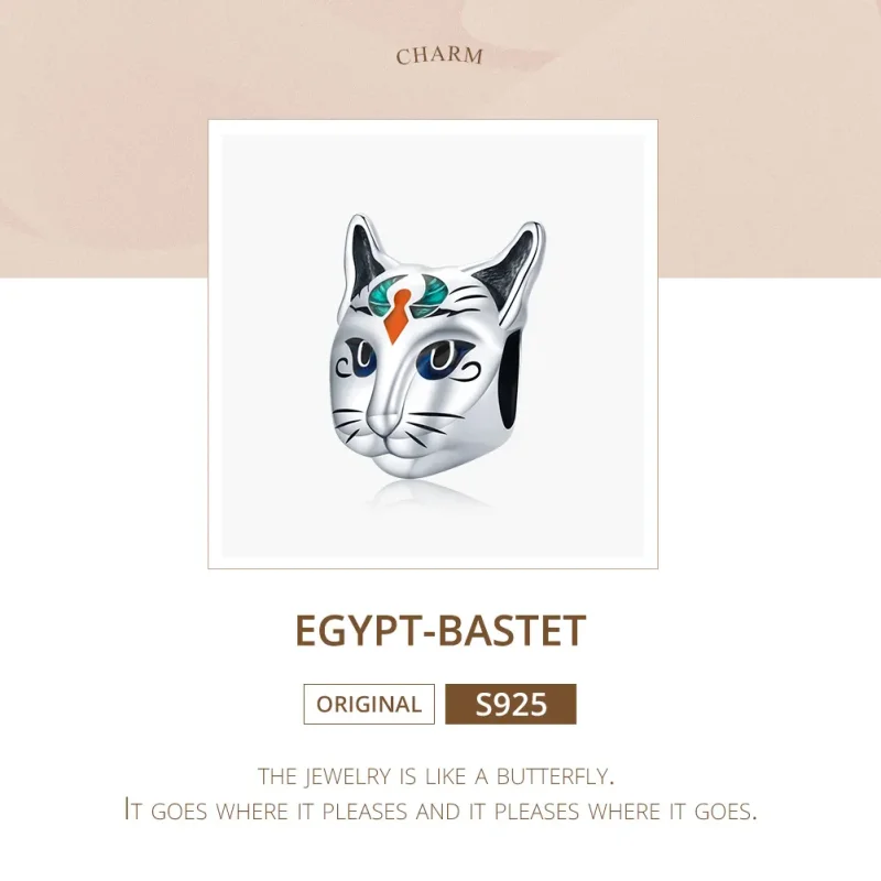 (image for) Pandora Style Silver Charm, Egypt - Cat God Besti, Multicolor Enamel - SCC1859 - View 6