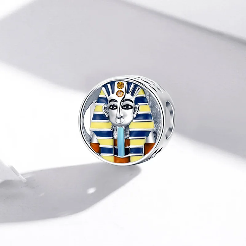 (image for) Pandora Style Silver Charm, Egypt - Pharaoh, Multicolor Enamel - SCC1858 - View 2