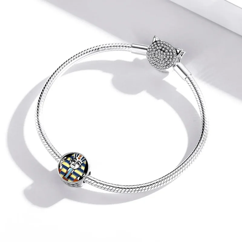 (image for) Pandora Style Silver Charm, Egypt - Pharaoh, Multicolor Enamel - SCC1858 - View 3