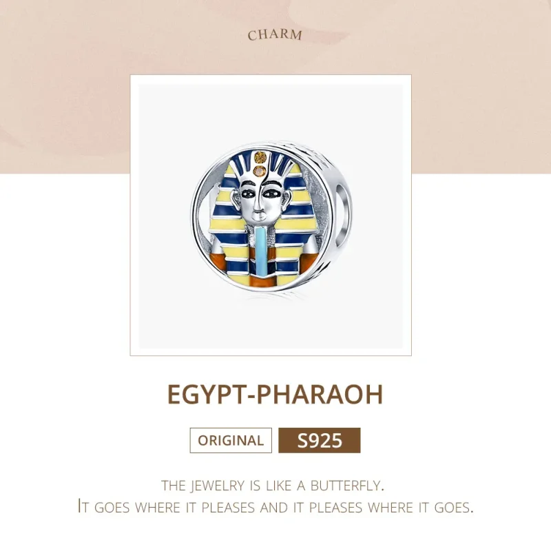 (image for) Pandora Style Silver Charm, Egypt - Pharaoh, Multicolor Enamel - SCC1858 - View 5