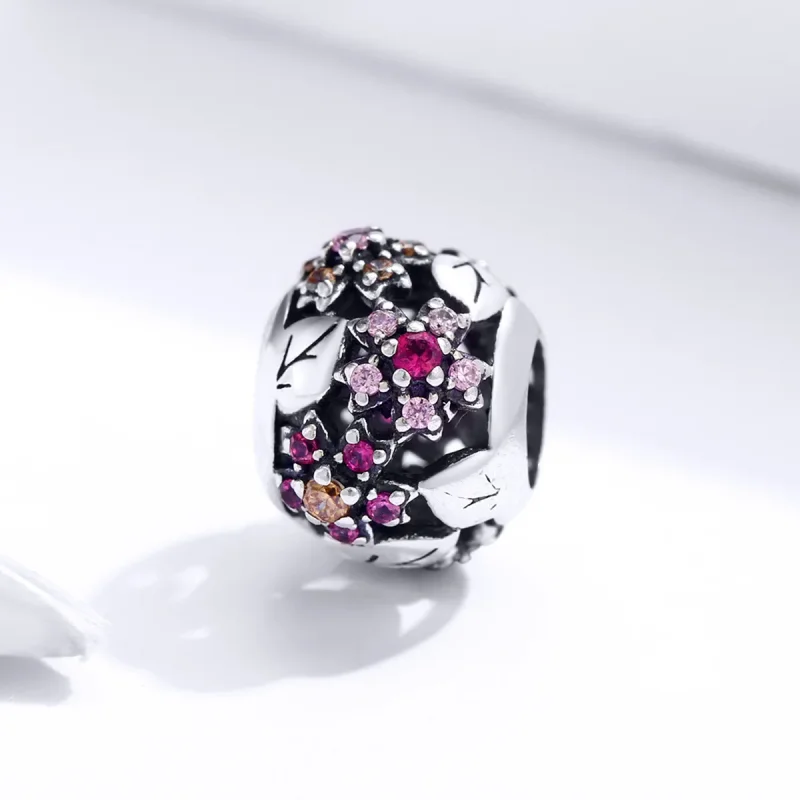 (image for) Pandora Style Silver Charm, Elegant Cherry Blossom - SCC1446 - View 2