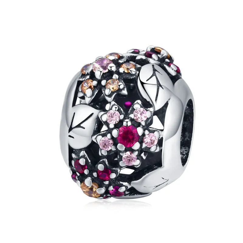 (image for) Pandora Style Silver Charm, Elegant Cherry Blossom - SCC1446 - Product Image