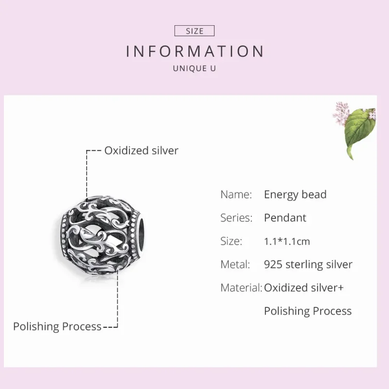 (image for) Pandora Style Silver Charm, Energy - SCC1830 - View 7