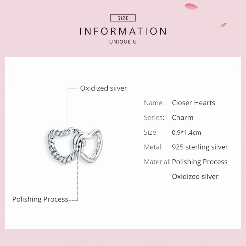 (image for) Pandora Style Silver Charm, Entwined Hearts - SCC1563 - View 6