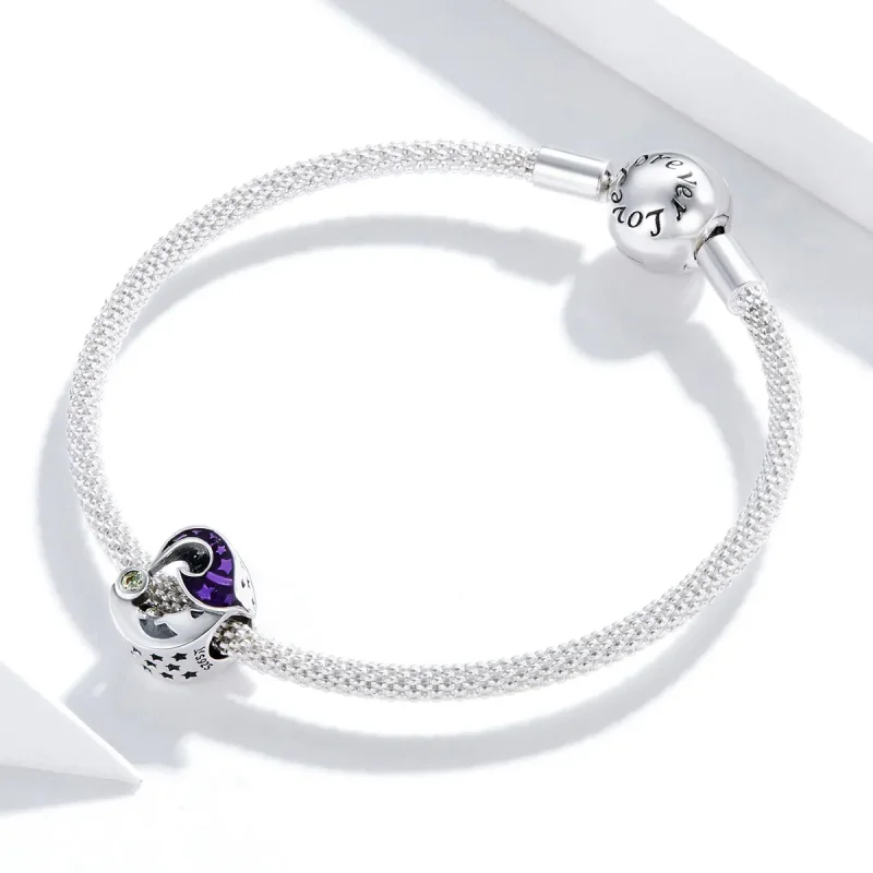 (image for) Pandora Style Silver Charm, Evil Moon, Purple Enamel - SCC1618 - View 3