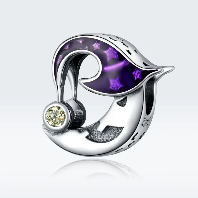 (image for) Pandora Style Silver Charm, Evil Moon, Purple Enamel - SCC1618 - View 5