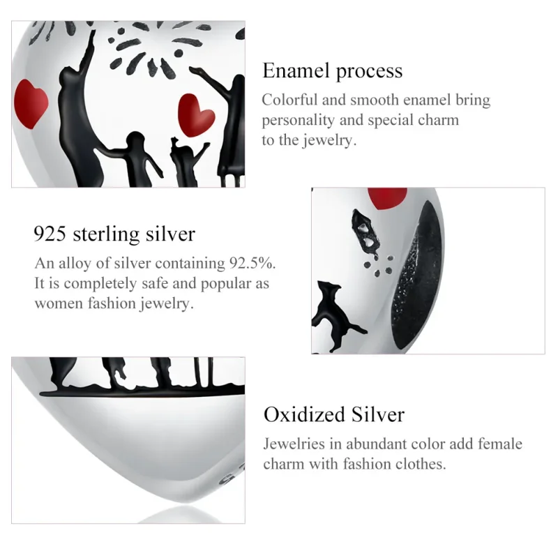 (image for) Pandora Style Silver Charm, Family Love, Multicolor Enamel - SCC1634 - View 7