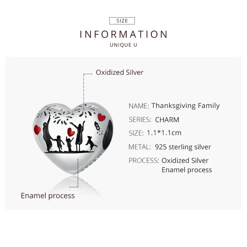 (image for) Pandora Style Silver Charm, Family Love, Multicolor Enamel - SCC1634 - View 8