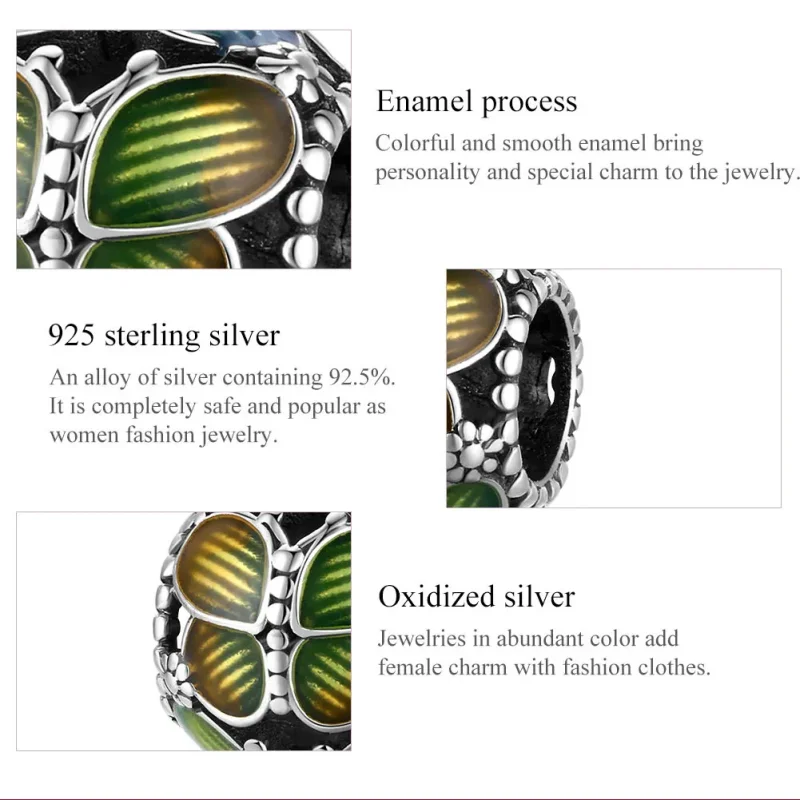 (image for) Pandora Style Silver Charm, Fantasy Butterflies, Multicolor Enamel - SCC1705 - View 7