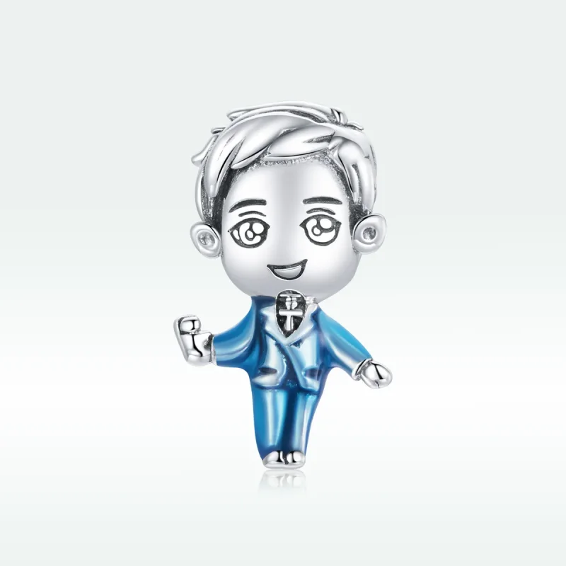 (image for) Pandora Style Silver Charm, Fiance, Cyan Enamel - SCC1812 - View 5