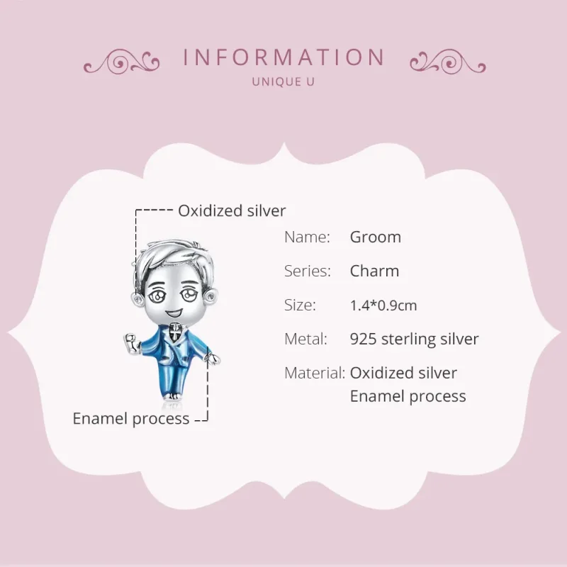 (image for) Pandora Style Silver Charm, Fiance, Cyan Enamel - SCC1812 - View 6