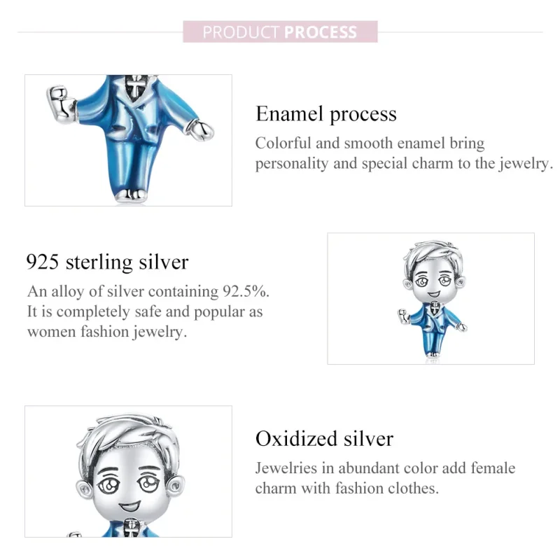 (image for) Pandora Style Silver Charm, Fiance, Cyan Enamel - SCC1812 - View 7