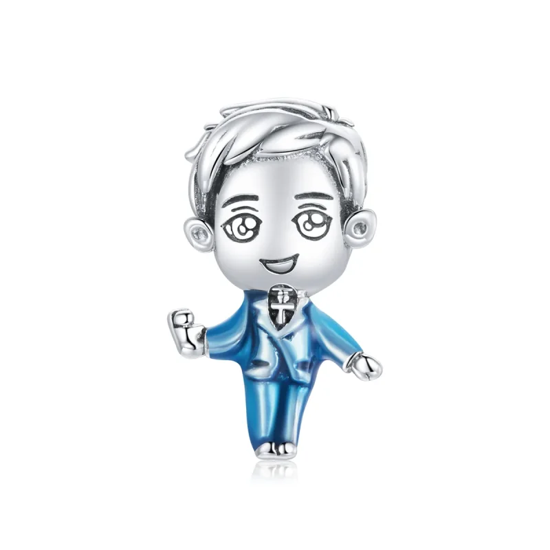 (image for) Pandora Style Silver Charm, Fiance, Cyan Enamel - SCC1812 - Product Image