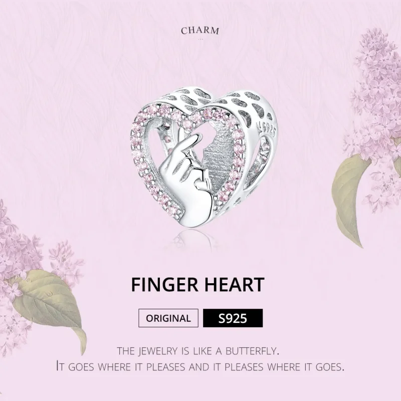 (image for) Pandora Style Silver Charm, Finger Heart - SCC1690 - View 6