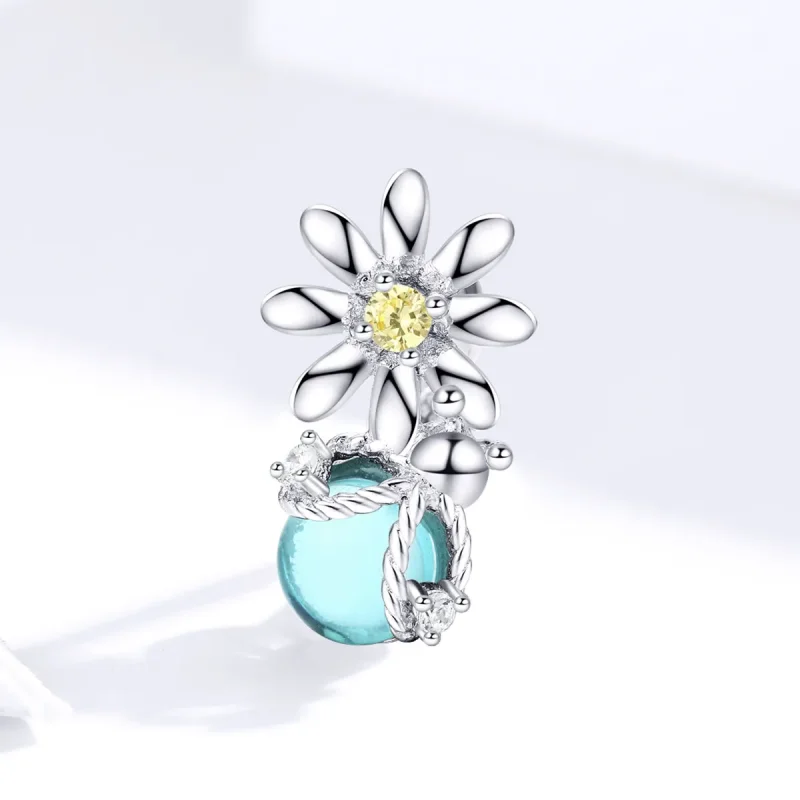 (image for) Pandora Style Silver Charm, Fireflies and Daisy - SCC1369 - View 3