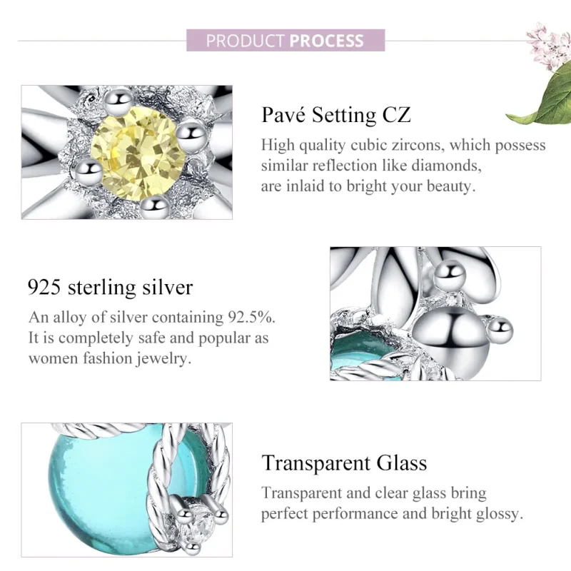 (image for) Pandora Style Silver Charm, Fireflies and Daisy - SCC1369 - View 7